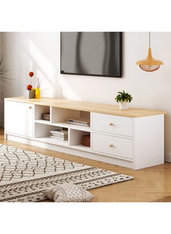 DANUBE HOME Gianni TV Cabinet For Up To 50 Inches TV Multifunctional Home Theater TV Rack White/Natural Oak 140x45x40 cm  - Image 1
