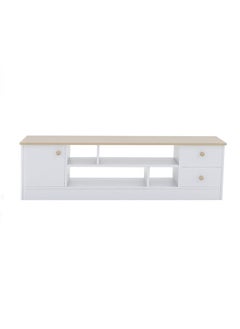 DANUBE HOME Gianni TV Cabinet For Up To 50 Inches TV Multifunctional Home Theater TV Rack White/Natural Oak 140x45x40 cm  - Image 4