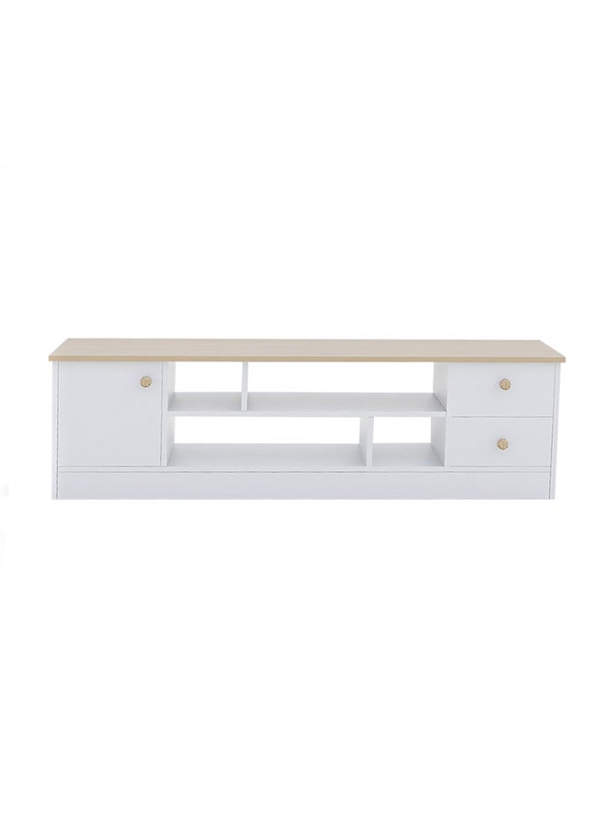 DANUBE HOME - Gianni TV Cabinet For Up To 50 Inches TV Multifunctional Home Theater TV Rack White/Natural Oak 140x45x40 cm - Image 1