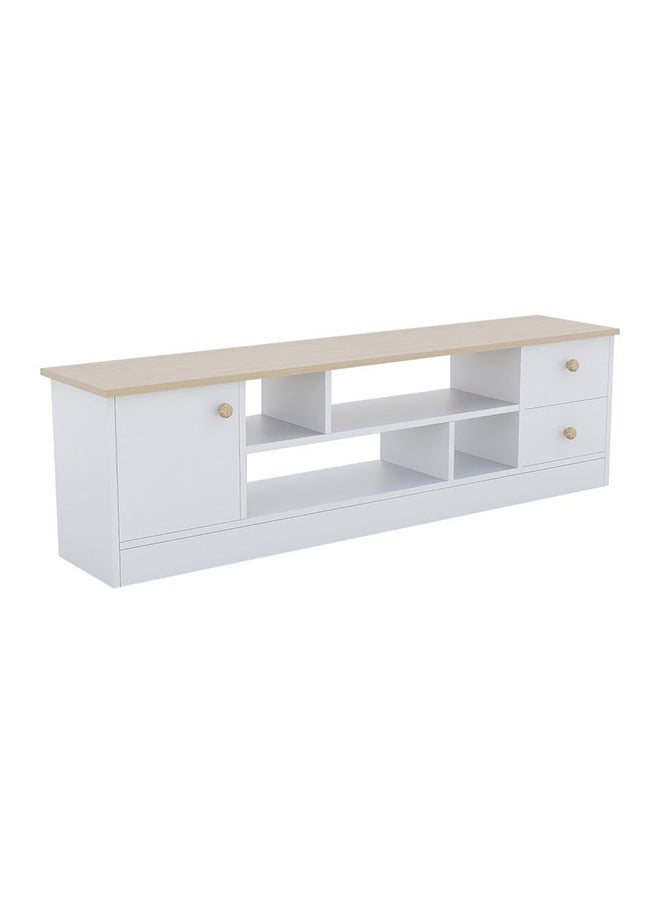 DANUBE HOME - Gianni TV Cabinet For Up To 50 Inches TV Multifunctional Home Theater TV Rack White/Natural Oak 140x45x40 cm - Image 1