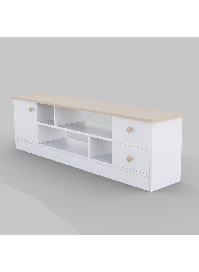 DANUBE HOME - Gianni TV Cabinet For Up To 50 Inches TV Multifunctional Home Theater TV Rack White/Natural Oak 140x45x40 cm - Image 1
