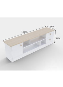 DANUBE HOME Gianni TV Cabinet For Up To 50 Inches TV Multifunctional Home Theater TV Rack White/Natural Oak 140x45x40 cm  - Image 5