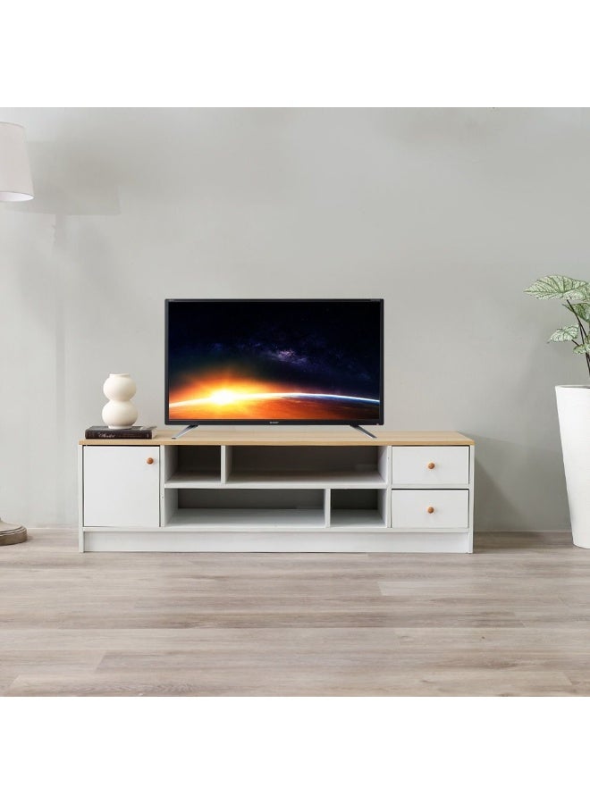 DANUBE HOME Gianni TV Cabinet For Up To 50 Inches TV Multifunctional Home Theater TV Rack White/Natural Oak 140x45x40 cm - Image 1