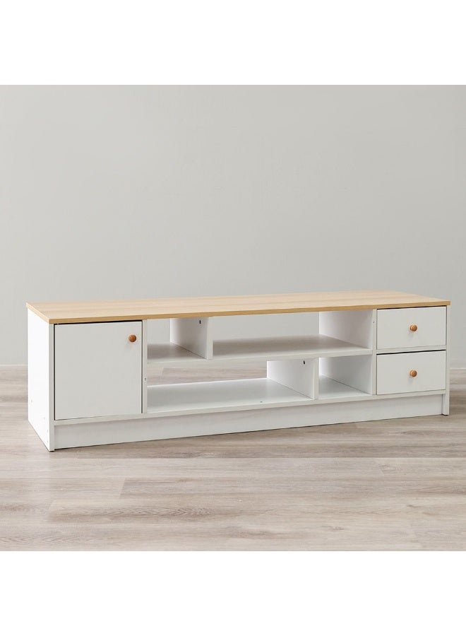 DANUBE HOME Gianni TV Cabinet For Up To 50 Inches TV Multifunctional Home Theater TV Rack White/Natural Oak 140x45x40 cm - Image 5