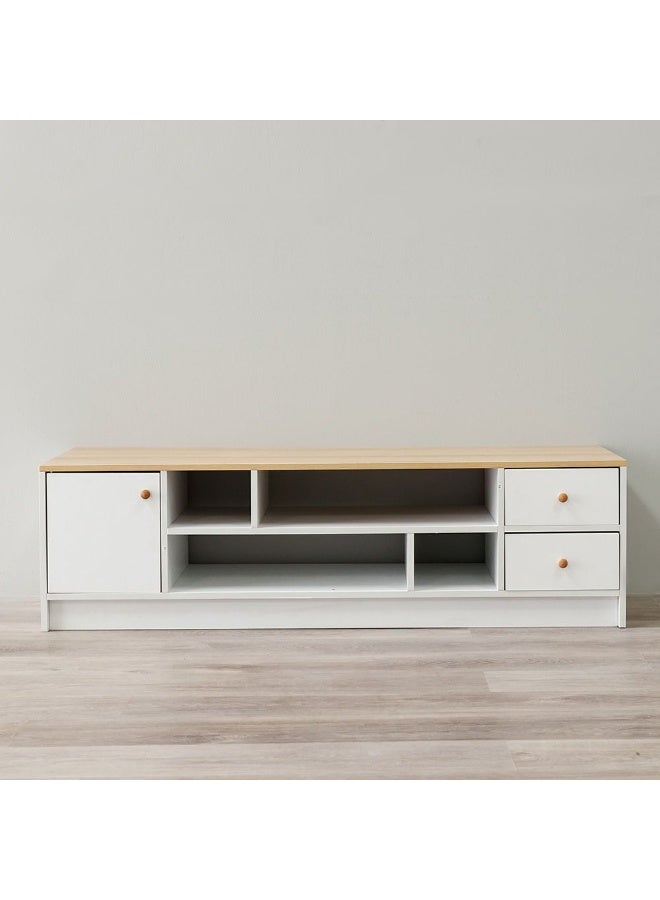DANUBE HOME Gianni TV Cabinet For Up To 50 Inches TV Multifunctional Home Theater TV Rack White/Natural Oak 140x45x40 cm - Image 3
