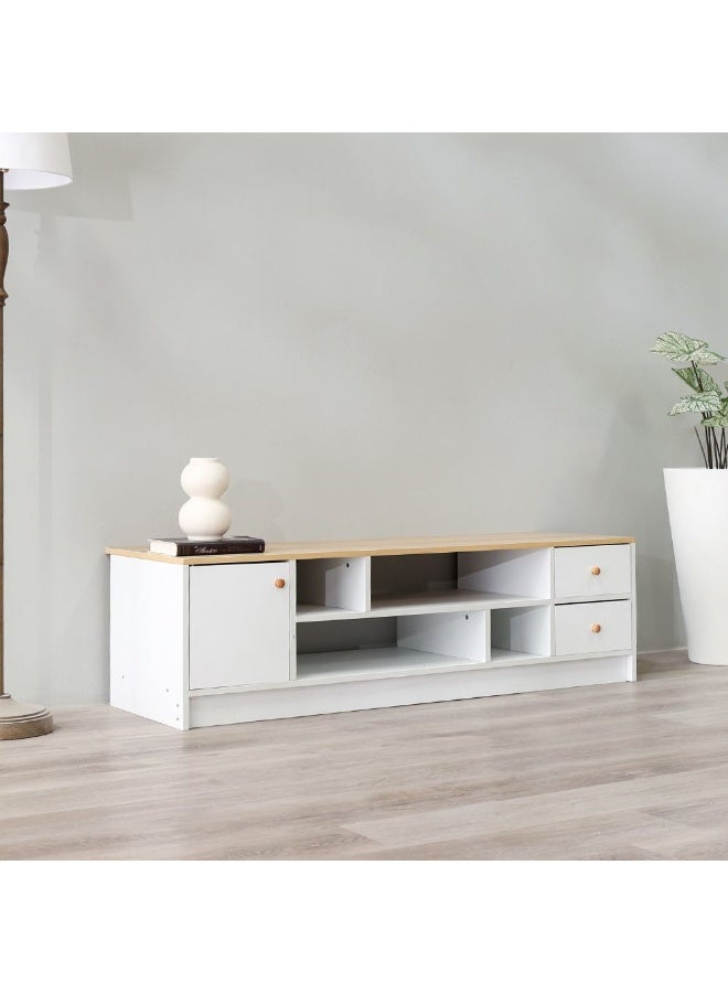 DANUBE HOME Gianni TV Cabinet For Up To 50 Inches TV Multifunctional Home Theater TV Rack White/Natural Oak 140x45x40 cm - Image 2