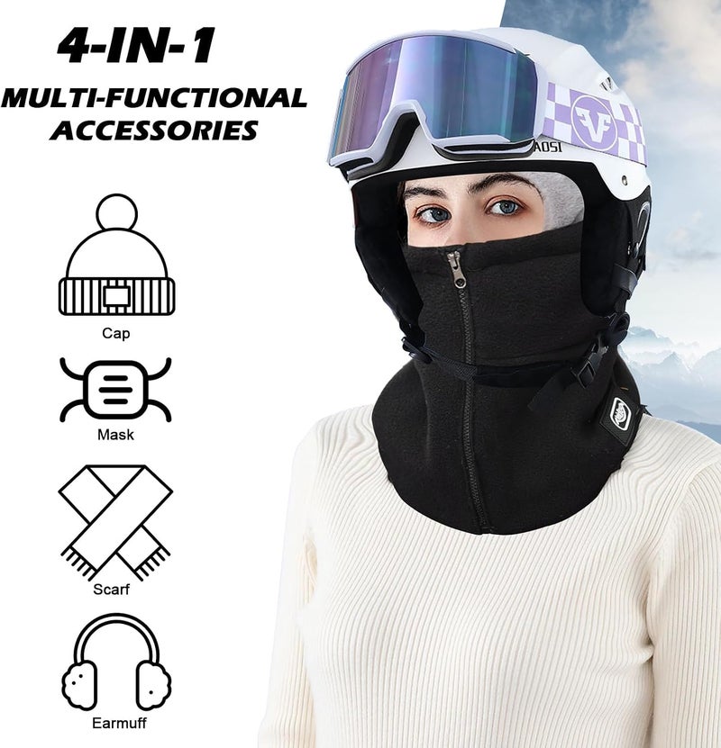 Excefore Winter Thermal Fleece Balaclava Mask, Unisex Warm Full Face Cover Windproof Hat, Neck & Ear Warmer Scarf, Cold Weather Snood for Running, Skiing, Cycling, Motorbikes, Hiking, Outdoor Sports - Image 4