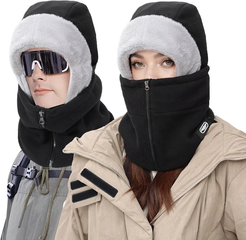 Excefore Winter Thermal Fleece Balaclava Mask, Unisex Warm Full Face Cover Windproof Hat, Neck & Ear Warmer Scarf, Cold Weather Snood for Running, Skiing, Cycling, Motorbikes, Hiking, Outdoor Sports - Image 1