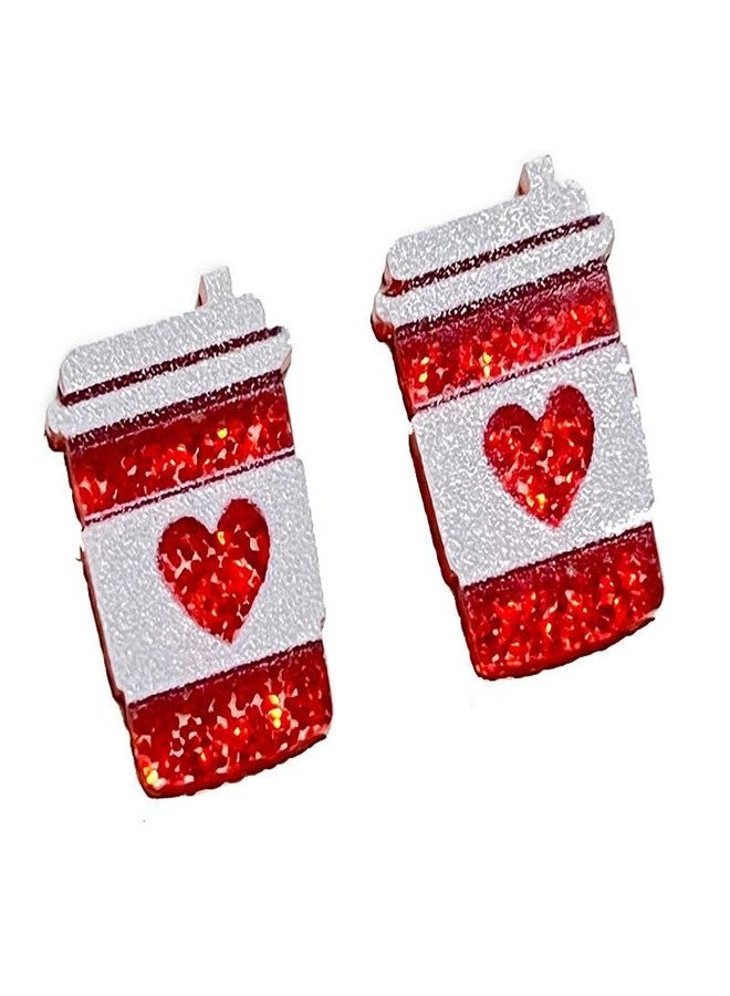 Pingyongchang Pink Love Heart Stud Earrings Set for Women Statement Acrylic Cute Envelopes Red Earrings Wedding Birthday Jewelry Mother's Day Gift Lightweight Holiday Earring - Image 5