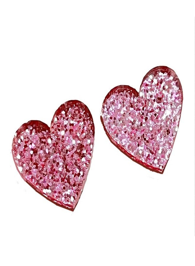 Pingyongchang Pink Love Heart Stud Earrings Set for Women Statement Acrylic Cute Envelopes Red Earrings Wedding Birthday Jewelry Mother's Day Gift Lightweight Holiday Earring - Image 2