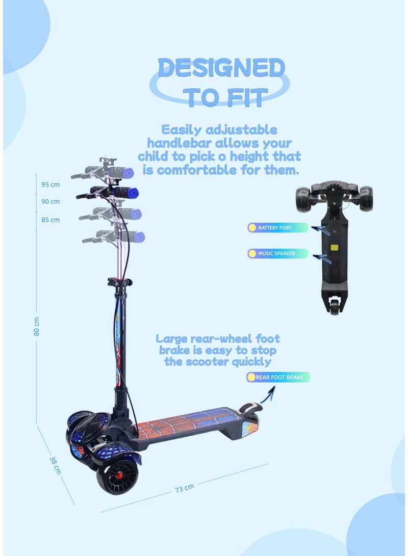 EASY FUTURE Kids Kick Scooter: Foldable Design, Height-Adjustable Handle, LED Wheels, Rear Brake, Handle Brake & Music for Ages 3-8 Including Full Protective Gear Set - Image 3