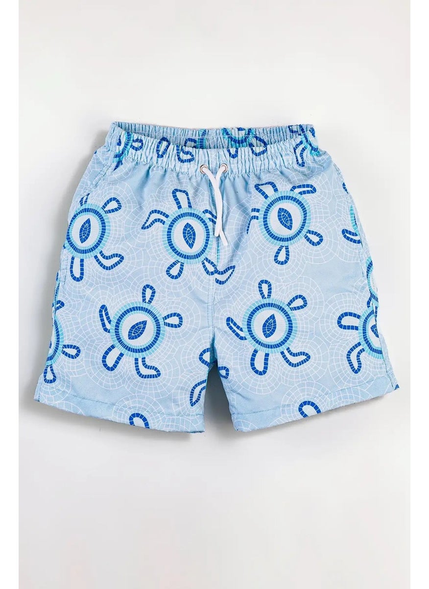 Gold Class Kidswear Turtle Printed Drawstring Lined Boys Swim Shorts  - Image 1