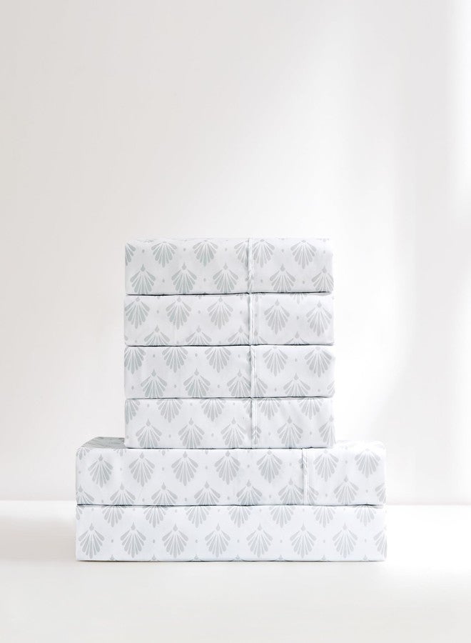 Lush Decor Scallop Fan Sheet Set 6 Piece Set Queen Gray - Geometric Bed Sheets - Art Deco Decor - Teen Queen Sheets - Art Deco Bedroom - Transitional Decor - Image 5