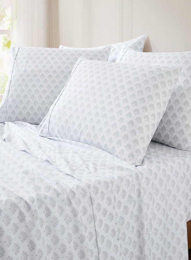 Lush Decor Scallop Fan Sheet Set 6 Piece Set Queen Gray - Geometric Bed Sheets - Art Deco Decor - Teen Queen Sheets - Art Deco Bedroom - Transitional Decor - Image 4