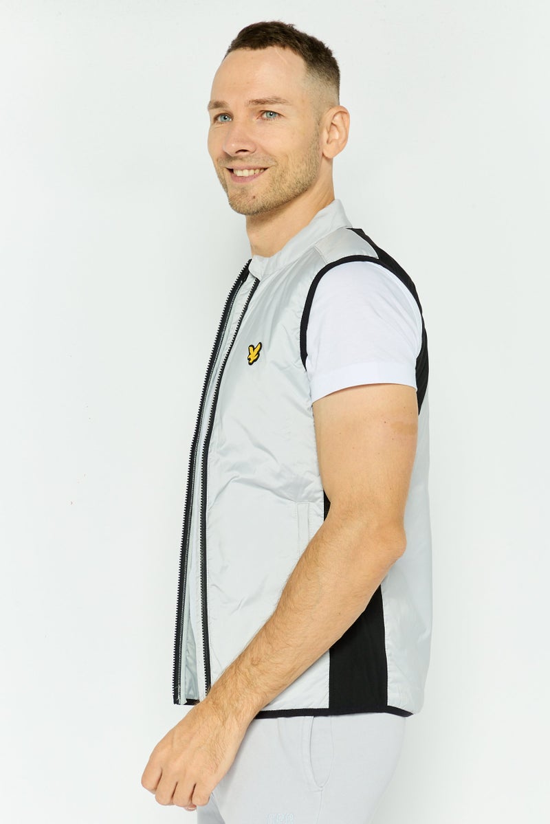 Lyle & Scott Men Brand Logo Vest Jacket, Grey - Image 3
