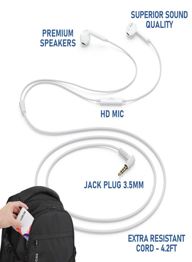 LUDOS ZENITH Wired Earbuds in-Ear Headphones, 2 Years Warranty, Earphones with Microphone, Corded for 3.5mm Jack Ear Buds for iPhone, Samsung, Computer, Laptop, Kids, School Students, Women, Small Ear - Image 2