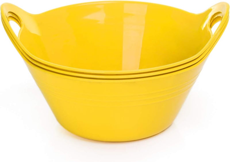 Mintra Office Mintra Home Plastic Bowls with Handles 970ml Small 3pk Yellow  675inW x 3inH  for snacks candy popcorn gift basket lightweight serving bowl for party 3 Pack - Image 2