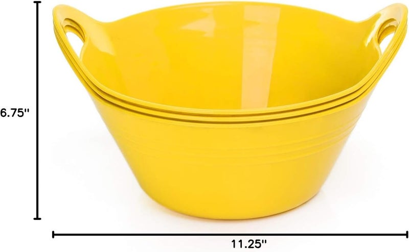 Mintra Office Mintra Home Plastic Bowls with Handles 970ml Small 3pk Yellow  675inW x 3inH  for snacks candy popcorn gift basket lightweight serving bowl for party 3 Pack - Image 5