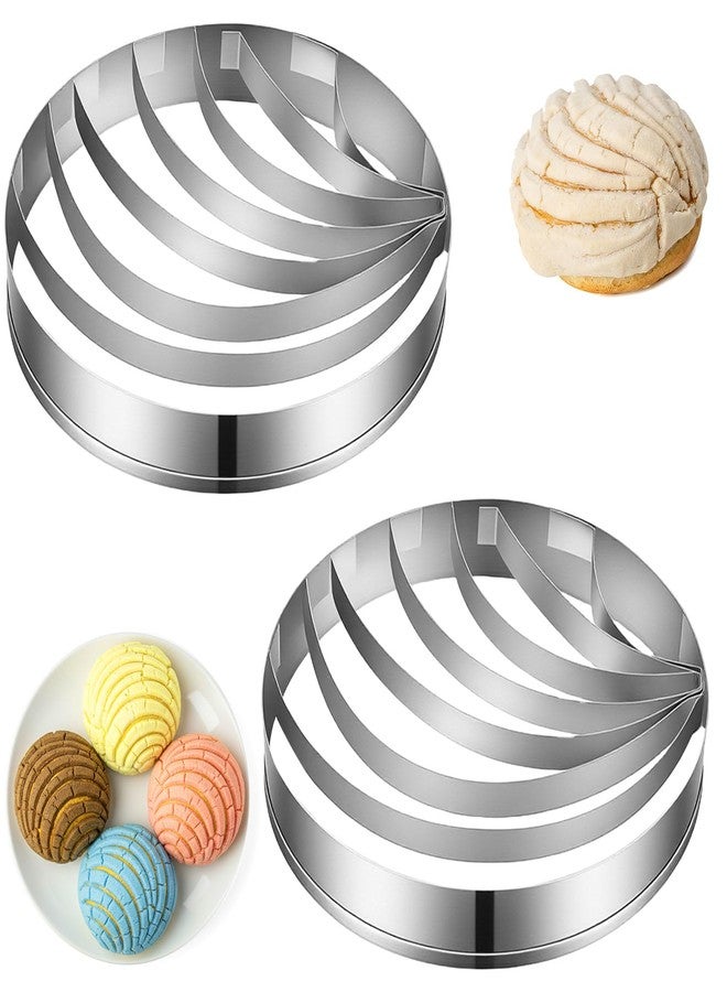 HaiFafafaing 2 Pcs Concha Cutter, 4.1 Inch Concha Stamp Traditional Shell Pattern, Stainless Steel Mexican Bread Mold, Dishwasher Safe, Baking Tool - Image 1