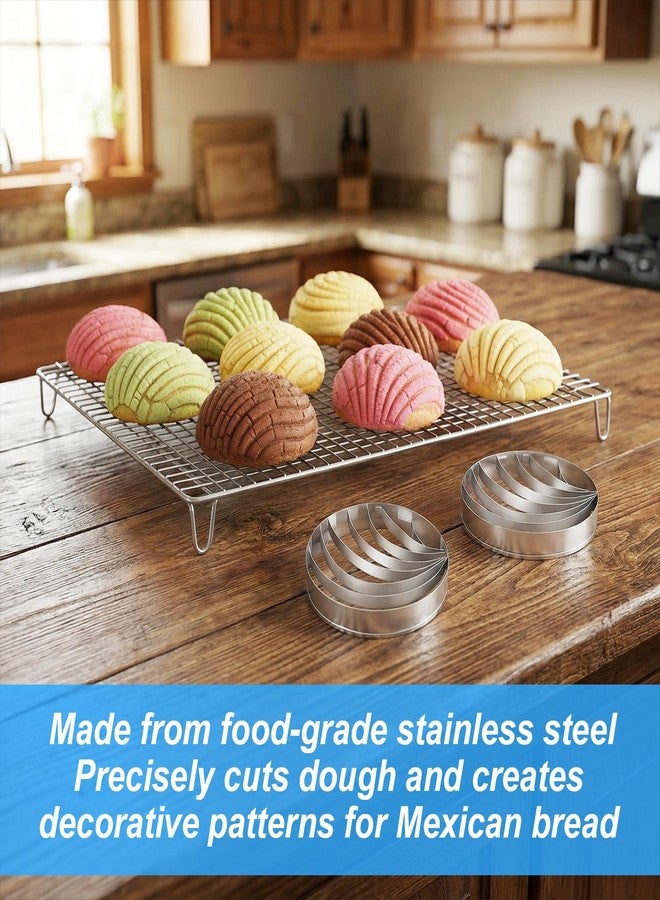 HaiFafafaing 2 Pcs Concha Cutter, 4.1 Inch Concha Stamp Traditional Shell Pattern, Stainless Steel Mexican Bread Mold, Dishwasher Safe, Baking Tool - Image 4