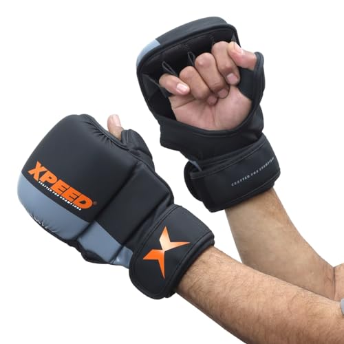 XPEED Striking Grappling Gloves XP1504, PU Leather Training Gloves for Martial Arts, Combat Sports & Sparring – Wrap-Around Hook and Loop Closure, Size L/XL, Orange - Image 5