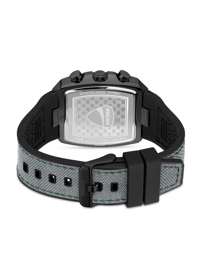 Ducati DT088 Gents Chronograph Watch – Partial See-Through Dial, Black Screw-Detail Case, Green Accents, Leather Strap with Silicone Base, Water Resistant 50M - Image 3
