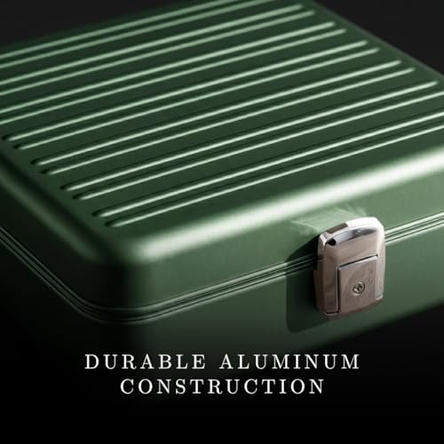 Bey-Berk Prague Aluminum Watch Case in Hunter Green – 9-Slot Locking Travel Box with Soft Interior for Watch Storage - Image 2