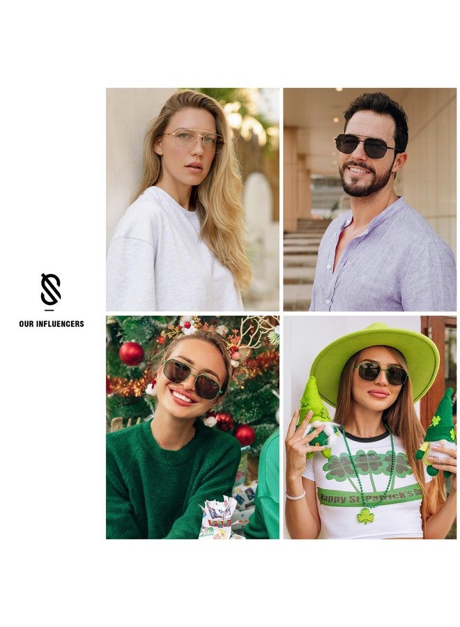 سوجوز نظارات شمسية عصرية للرجال والنساء بإطار معدني مزدوج الجسر وشبه بدون إطار ظلال lrest De Sol Para Mujer Sj1191 رمادي - Image 2