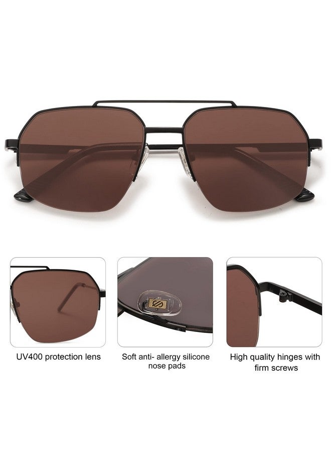 سوجوز نظارات شمسية عصرية للرجال والنساء بإطار معدني مزدوج الجسر وشبه بدون إطار ظلال lrest De Sol Para Mujer Sj1191 رمادي - Image 4