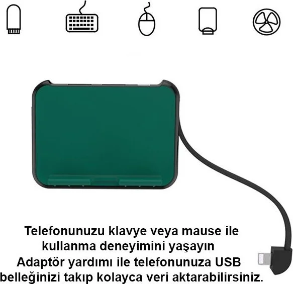 بولهاموبيل Polham Lightning Flash Memory Keyboard and Mouse Connection Adapter Photo Video and Document Reader Hub