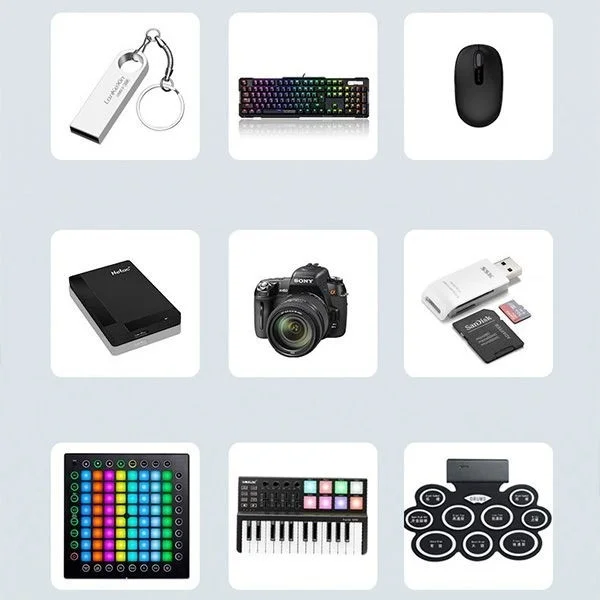 بولهاموبيل Polham Lightning Flash Memory Keyboard and Mouse Connection Adapter Photo Video and Document Reader Hub