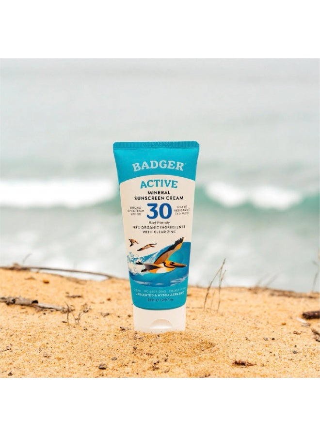 Badger, Active, Mineral Sunscreen Cream, SPF 30, Unscented, 2.9 fl oz (87 ml) - Image 3