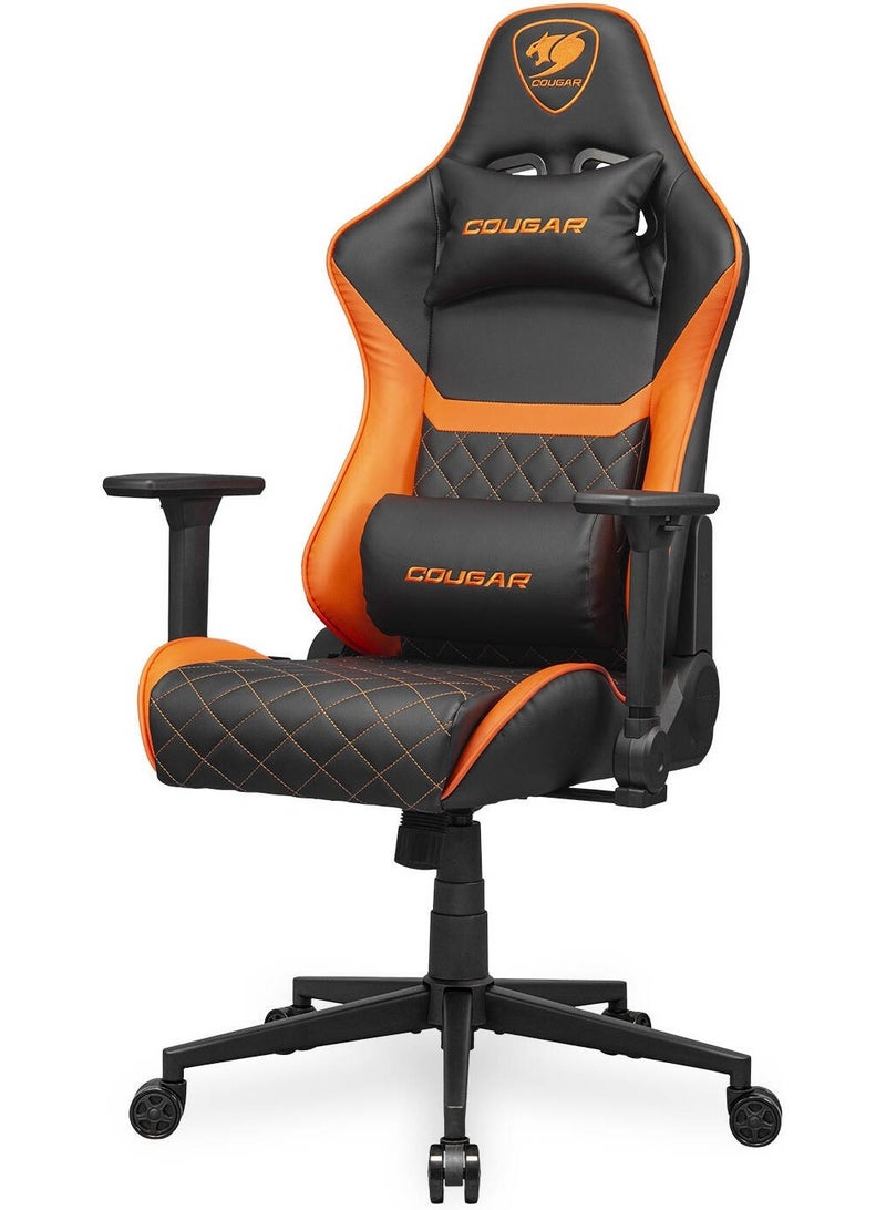 Cougar Armor One V2 Gaming Chair, PVC Leather Surface, 4D Folding Armrests, 155° Reclining, Piston Lift Height Adjustment, Up to 12kg Weight Support, Black / Orange | 3MAO2ORB.0001 - Image 3
