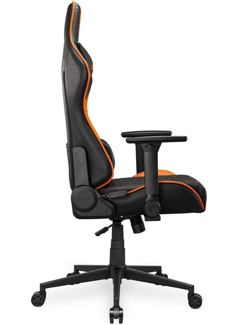 Cougar Armor One V2 Gaming Chair, PVC Leather Surface, 4D Folding Armrests, 155° Reclining, Piston Lift Height Adjustment, Up to 12kg Weight Support, Black / Orange | 3MAO2ORB.0001 - Image 4