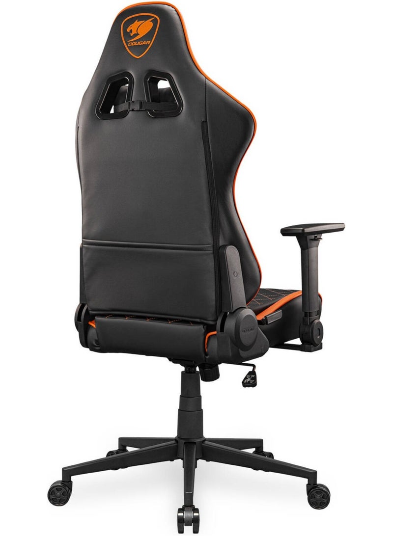 Cougar Armor One V2 Gaming Chair, PVC Leather Surface, 4D Folding Armrests, 155° Reclining, Piston Lift Height Adjustment, Up to 12kg Weight Support, Black / Orange | 3MAO2ORB.0001 - Image 5