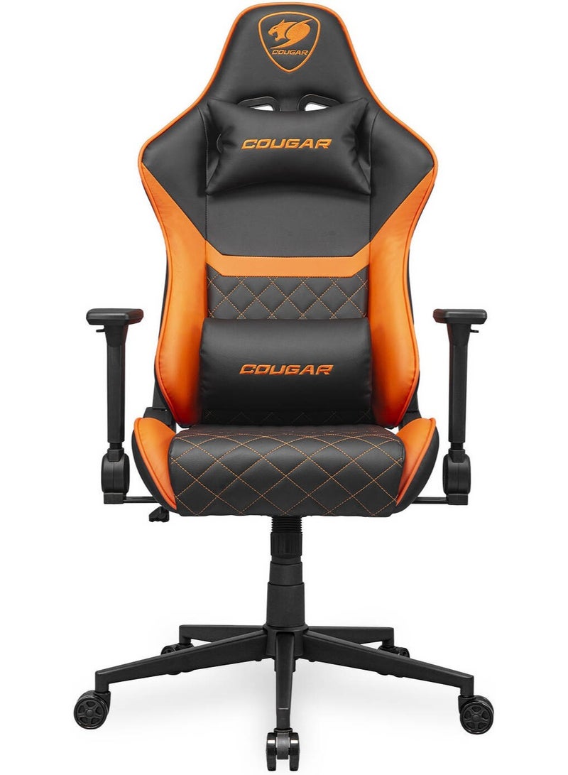Cougar Armor One V2 Gaming Chair, PVC Leather Surface, 4D Folding Armrests, 155° Reclining, Piston Lift Height Adjustment, Up to 12kg Weight Support, Black / Orange | 3MAO2ORB.0001 - Image 1