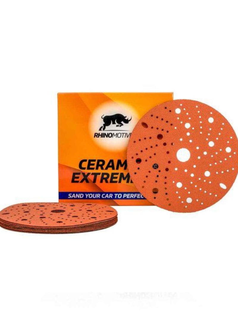 RHINOMOTIVE CERAMIC EXTREME Plus Abrasive Discs 150MM MULTIHOLE Grit 80 50 Pcs Per Box  - Image 4