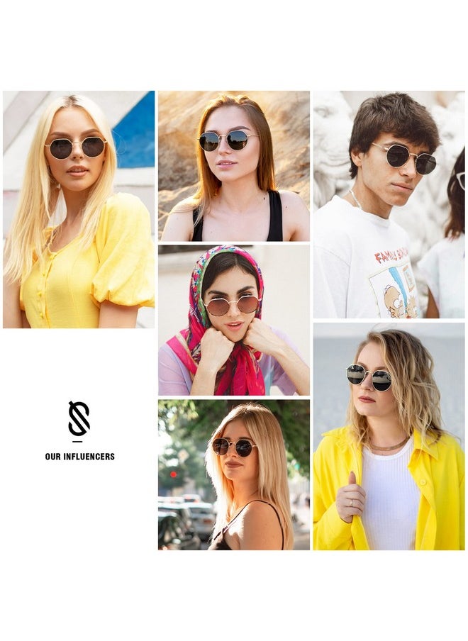 Sojos Round Polygon Polarized Sunglasses For Women Men Retro Classic Vintage Shades Sj1157 Black Lens  - Image 2