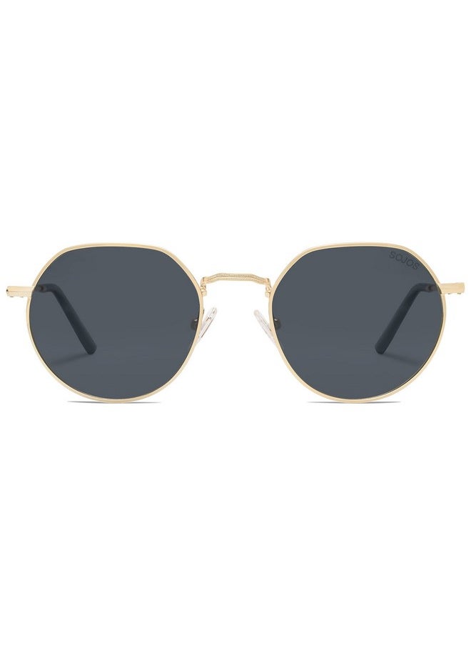 Sojos Round Polygon Polarized Sunglasses For Women Men Retro Classic Vintage Shades Sj1157 Black Lens  - Image 3