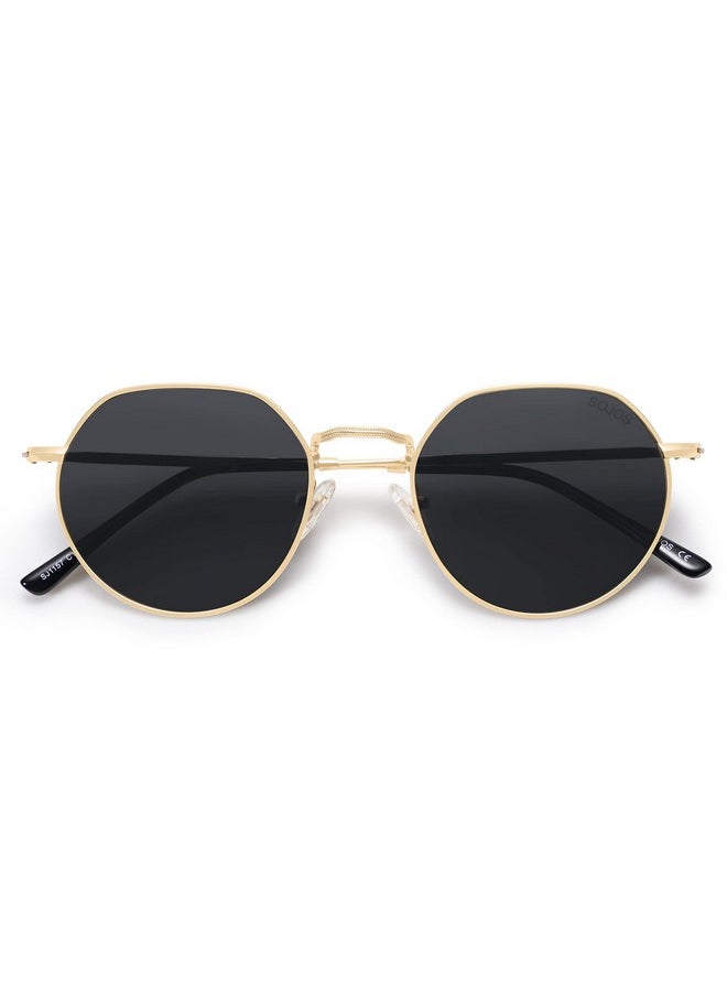 Sojos Round Polygon Polarized Sunglasses For Women Men Retro Classic Vintage Shades Sj1157 Black Lens  - Image 1