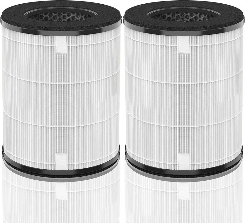 HSIAMEN فلتر بديل AP-T20FL متوافق مع جهاز تنقية الهواء HoMedics TotalClean AP-T20 AP-T20WT AP-T20-WT مع فلتر HEPA حقيقي 360 درجة والكر��ون المنشط، عبوة مزدوجة - Image 1