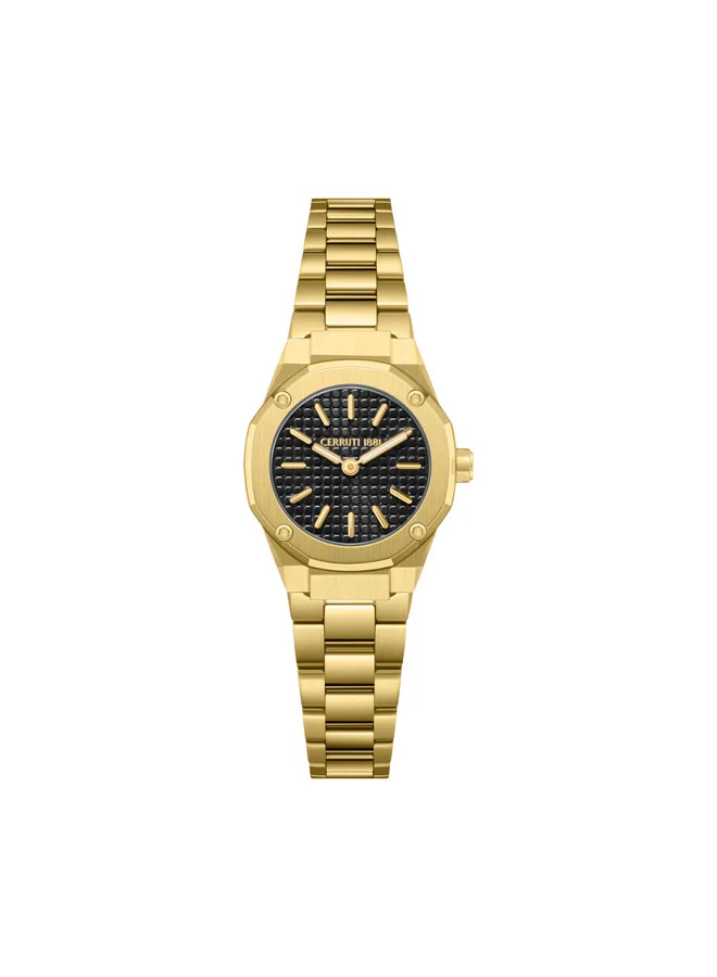 شيروتي 1881 Razzuolo Black Dial, Stainless Steel Bracelet, Analog Watch for Women, 24mm