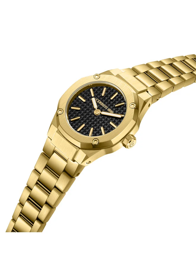 شيروتي 1881 Razzuolo Black Dial, Stainless Steel Bracelet, Analog Watch for Women, 24mm