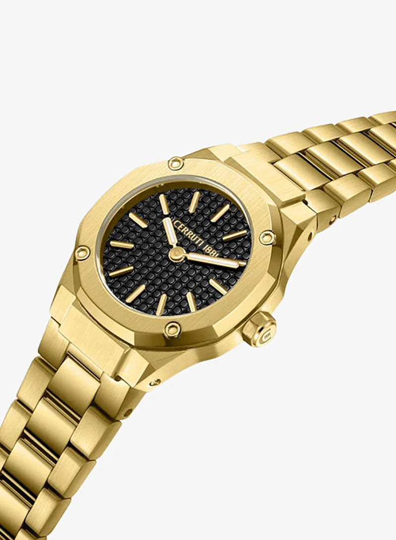 شيروتي 1881 Razzuolo Black Dial, Stainless Steel Bracelet, Analog Watch for Women, 24mm