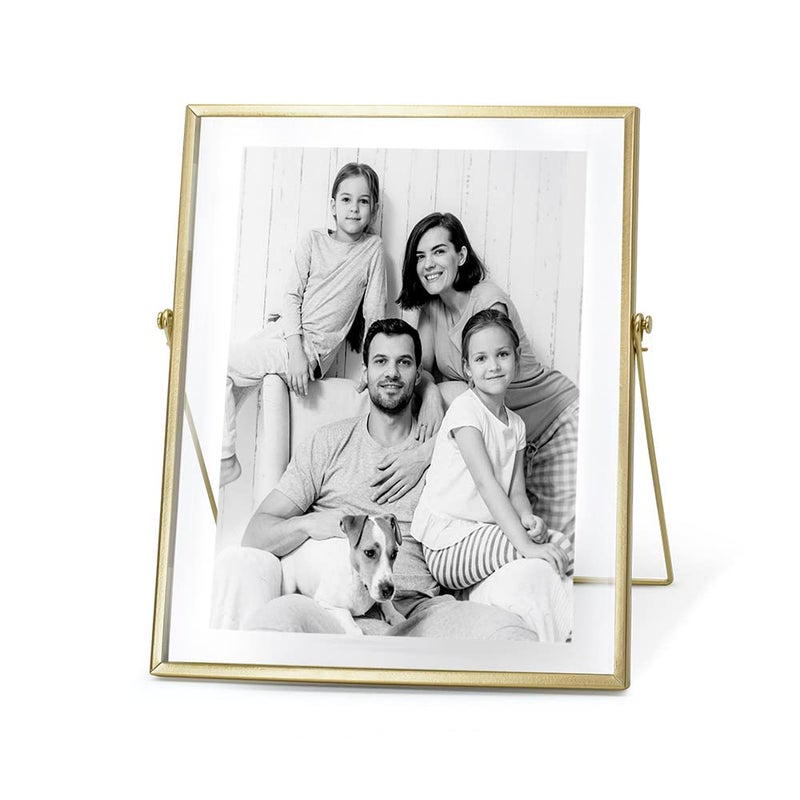 AceList Picture Frame for 8x10 Picture  Gold Metal Floating Photo Frame with Glass Cover  10x12 Frame Gold Picture Frame  Floating Frame for Tabletop Display Vertically