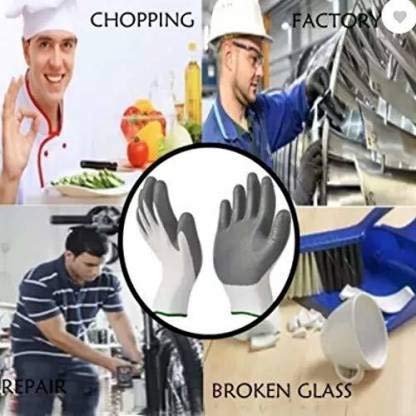 R&P RP Unisex Heavy Duty Reusable Full Nitrile Coated Work Safety Gloves For Industrial Gardening Agricultural Cleaning Pack of 5 Grey - Image 5