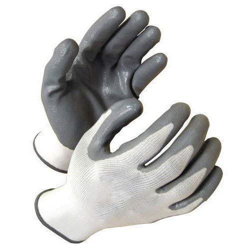 R&P RP Unisex Heavy Duty Reusable Full Nitrile Coated Work Safety Gloves For Industrial Gardening Agricultural Cleaning Pack of 5 Grey - Image 1