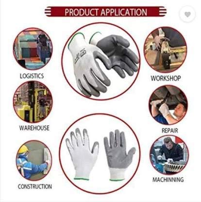 R&P RP Unisex Heavy Duty Reusable Full Nitrile Coated Work Safety Gloves For Industrial Gardening Agricultural Cleaning Pack of 5 Grey - Image 4