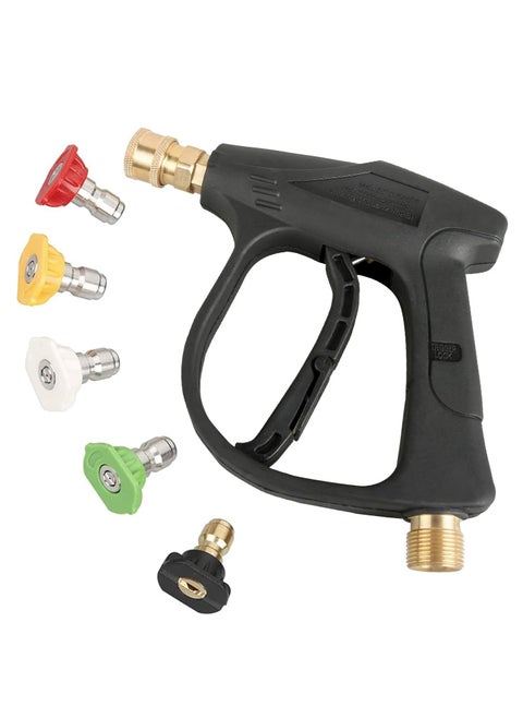 High Pressure Washer Gun,3000 PSI Max with 5 Color Quick Connect Nozzles M22 Hose Connector 3.0 TIP
