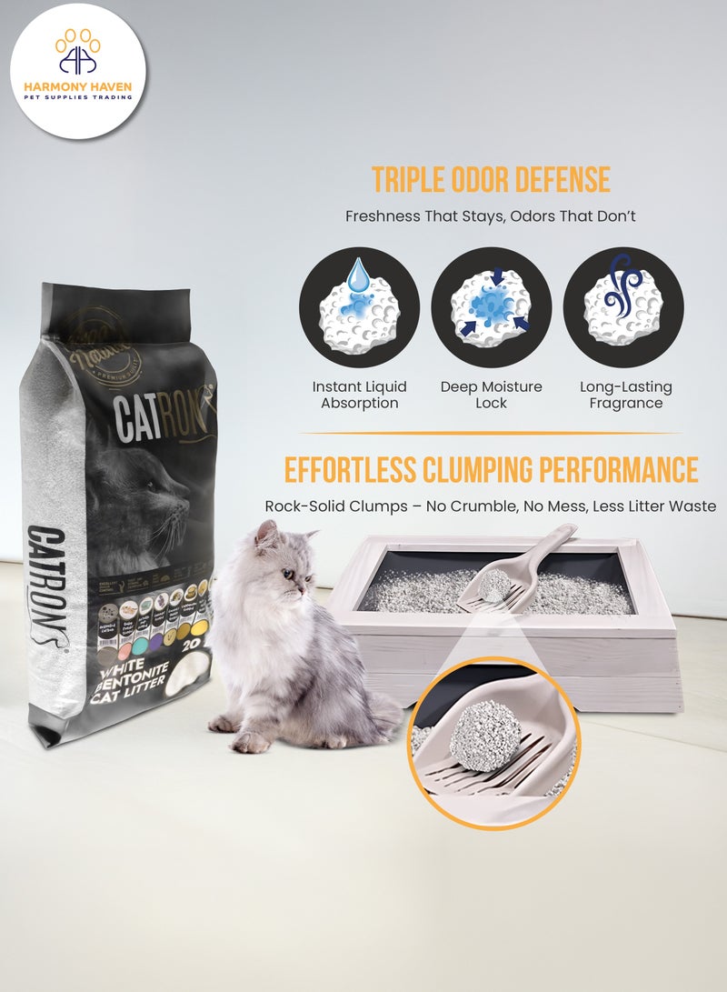 Catron 20L Natural Bentonite Clumping Cat Litter, Made in Turkey Premium Quality, Maximum Odor Control, 99% Dust-Free, Multi-Cat, Baby Powder Scented, 20L (17 kg) - Image 4